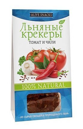 Крекеры льняные Томат и чили Живые снеки (60 г)